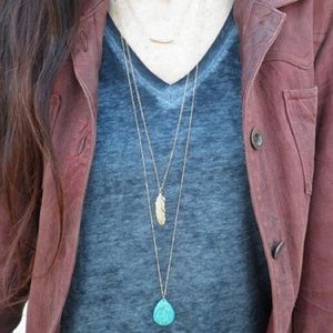 🦅Turquoise Layered Feather necklace🦅